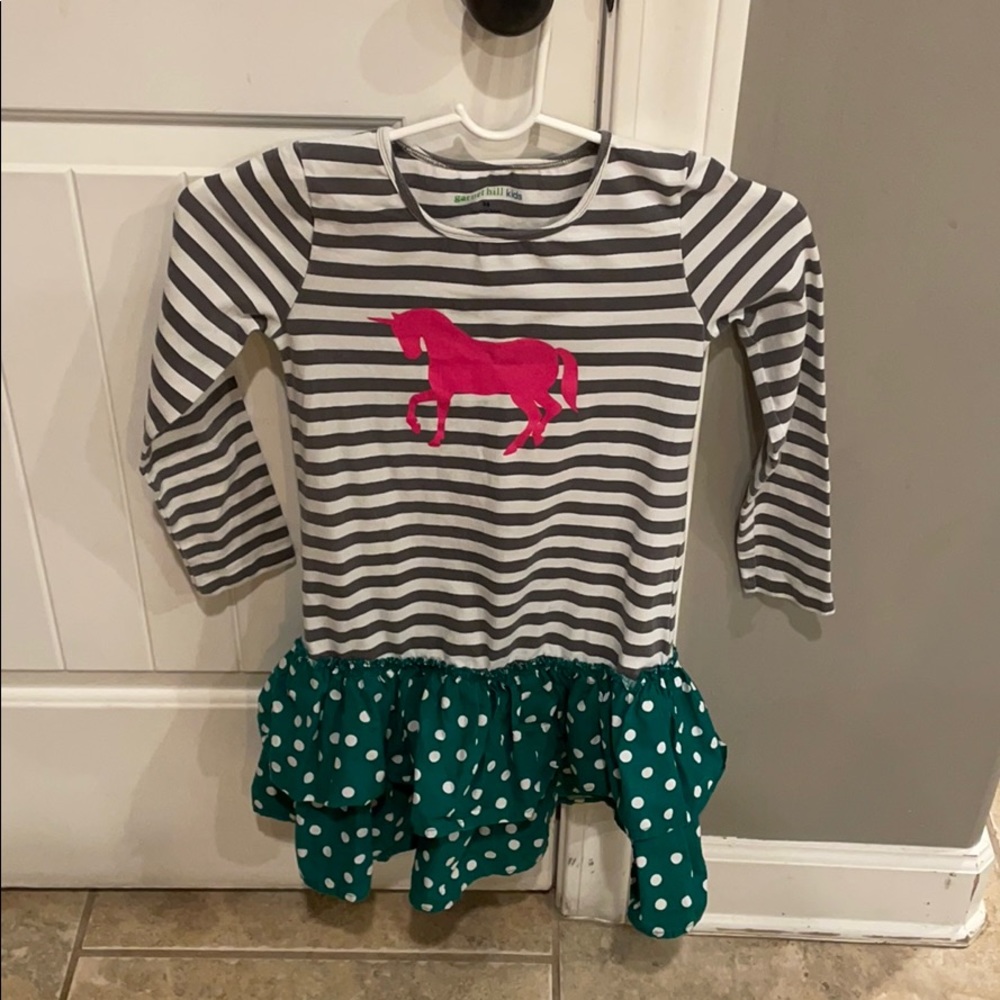 Garnet Hill kids horse themed dress sz 8